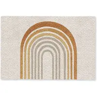 MuchoWow Deurmat 90x60 cm - Droogloopmat Minimalistisch - Boog - Lijnen - Beige - Mat voor binnen - Schoonloopmat - Deurmatten met print - Inloopmat