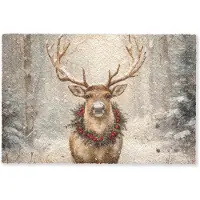 MuchoWow Deurmat 90x60 cm - Droogloopmat Kerst - Rendier - Winter - Krans - Mat voor binnen - Schoonloopmat - Deurmatten met print - Inloopmat