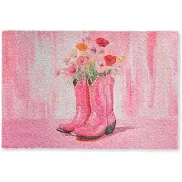 MuchoWow Deurmat 90x60 cm - Droogloopmat Roze - Bloemen - Cowboy - Mat voor binnen - Schoonloopmat - Deurmatten met print - Inloopmat