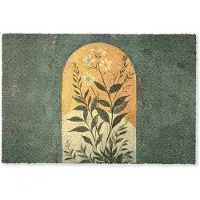 MuchoWow Deurmat 90x60 cm - Droogloopmat Plant - Bloemen - Wit - Mat voor binnen - Schoonloopmat - Deurmatten met print - Inloopmat
