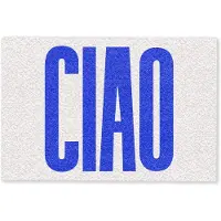 MuchoWow Deurmat 90x60 cm - Droogloopmat Ciao - Hoofdletters - Blauw - Minimalistisch - Mat voor binnen - Schoonloopmat - Deurmatten met print - Inloopmat