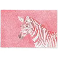 MuchoWow Deurmat 60x40 cm - Droogloopmat Zebra - Pink - Verf - Mat voor binnen - Schoonloopmat - Deurmatten met print - Inloopmat