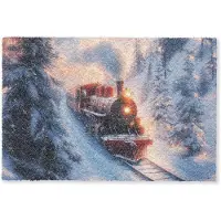 MuchoWow Deurmat 60x40 cm - Droogloopmat Kersttrein - Sneeuw - Winter - Kerst - Mat voor binnen - Schoonloopmat - Deurmatten met print - Inloopmat