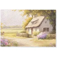 MuchoWow Deurmat 60x40 cm - Droogloopmat Huisje - Hout - Bloemen - Mat voor binnen - Schoonloopmat - Deurmatten met print - Inloopmat