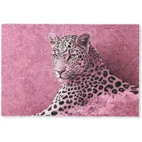 MuchoWow Deurmat 60x40 cm - Droogloopmat Panter - Luxe - Roze - Mat voor binnen - Schoonloopmat - Deurmatten met print - Inloopmat