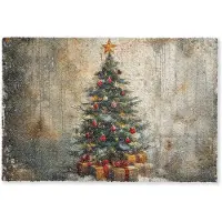 MuchoWow Deurmat 90x60 cm - Droogloopmat Kerstboom - Vintage - Kerst - Cadeau - Mat voor binnen - Schoonloopmat - Deurmatten met print - Inloopmat