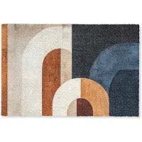 MuchoWow Deurmat 90x60 cm - Droogloopmat Abstract - Vormen - Donkerblauw - Mat voor binnen - Schoonloopmat - Deurmatten met print - Inloopmat