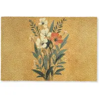 MuchoWow Deurmat 90x60 cm - Droogloopmat Bladeren - Boeket - Bloemen - Geel - Mat voor binnen - Schoonloopmat - Deurmatten met print - Inloopmat