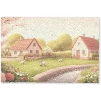 MuchoWow Deurmat 60x40 cm - Droogloopmat Schapen - Huisje - Platteland - Mat voor binnen - Schoonloopmat - Deurmatten met print - Inloopmat