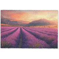 MuchoWow Deurmat 60x40 cm - Droogloopmat Lavendelveld - Zonsondergang - Paars - Mat voor binnen - Schoonloopmat - Deurmatten met print - Inloopmat