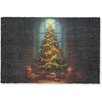 MuchoWow Deurmat 90x60 cm - Droogloopmat Kerstboom - Cadeau - Kerst - Winter - Mat voor binnen - Schoonloopmat - Deurmatten met print - Inloopmat