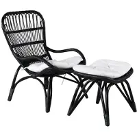 Svea - Yaral loungestoel met voetenbank - zwart - rattan