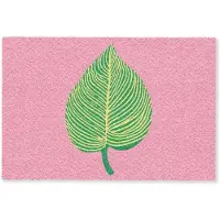 MuchoWow Deurmat 60x40 cm - Droogloopmat Illustratie - Blad - Minimalistisch - Groen - Mat voor binnen - Schoonloopmat - Deurmatten met print - Inloopmat