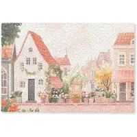 MuchoWow Deurmat 90x60 cm - Droogloopmat Bloemen - Huizen - Dorp - Mat voor binnen - Schoonloopmat - Deurmatten met print - Inloopmat
