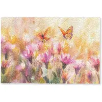 MuchoWow Deurmat 60x40 cm - Droogloopmat Vlinders - Oranje - Bloemen - Mat voor binnen - Schoonloopmat - Deurmatten met print - Inloopmat