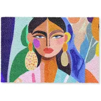 MuchoWow Deurmat 90x60 cm - Droogloopmat Portret - Vrouw - Modern - Mat voor binnen - Schoonloopmat - Deurmatten met print - Inloopmat