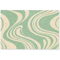 MuchoWow Deurmat 90x60 cm - Droogloopmat Golvende lijnen - Mintgroen - Dansende vormen - Mat voor binnen - Schoonloopmat - Deurmatten met print - Inloopmat