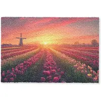 MuchoWow Deurmat 90x60 cm - Droogloopmat Windmolen - Zonsondergang - Landschap - Mat voor binnen - Schoonloopmat - Deurmatten met print - Inloopmat