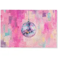 MuchoWow Deurmat 90x60 cm - Droogloopmat Discobal - Pink - Verf - Mat voor binnen - Schoonloopmat - Deurmatten met print - Inloopmat