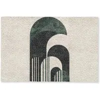 MuchoWow Deurmat 90x60 cm - Droogloopmat Bogen - Donkergroen - Lijnen - Mat voor binnen - Schoonloopmat - Deurmatten met print - Inloopmat