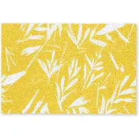 MuchoWow Deurmat 60x40 cm - Droogloopmat Abstract - Bladeren - Geel - Penseelstreken - Mat voor binnen - Schoonloopmat - Deurmatten met print - Inloopmat