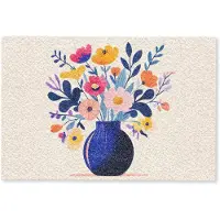 MuchoWow Deurmat 60x40 cm - Droogloopmat Vaas - Bloemen - Boeket - Mat voor binnen - Schoonloopmat - Deurmatten met print - Inloopmat