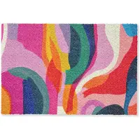 MuchoWow Deurmat 60x40 cm - Droogloopmat Vormen - Golvend - Abstract - Felroze - Mat voor binnen - Schoonloopmat - Deurmatten met print - Inloopmat