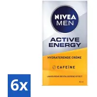 Nivea MEN - Active Energy - Gezichtscrème met Cafeïne - 50 ml - Voordeelverpakking - 6 stuks