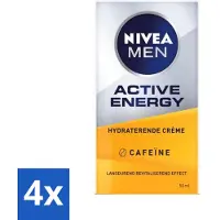 Nivea MEN - Active Energy - Gezichtscrème met Cafeïne - 50 ml - Voordeelverpakking - 4 stuks