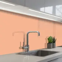KitchenYeah Keuken achterwand 350x60 cm - Spatscherm zelfklevend Abrikoos - Roze - Pastel - Effen - Kleur - Muurbeschermer - Spatwand fornuis