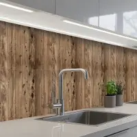 KitchenYeah Keuken achterwand 400x60 cm - Spatscherm zelfklevend Eikenhout - Patronen - Planken - Muurbeschermer - Spatwand fornuis
