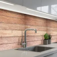 KitchenYeah Keuken achterwand 200x60 cm - Spatscherm zelfklevend Eikenhout - Planken - Patronen - Muurbeschermer - Spatwand fornuis