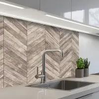 KitchenYeah Keuken achterwand 80x60 cm - Spatscherm zelfklevend Plank - Patronen - Brocante - Muurbeschermer - Spatwand fornuis