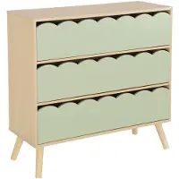 Sweeek - Kinderladekast houtdecor 3 lades, poten van grenenhout - azur