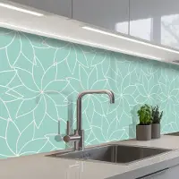 KitchenYeah Keuken achterwand 300x80 cm - Spatscherm zelfklevend Blauw - Mandala - Design - Muurbeschermer - Spatwand fornuis