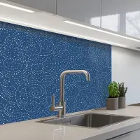 KitchenYeah Keuken achterwand 80x60 cm - Spatscherm zelfklevend Patroon - Blauw - Japan - Muurbeschermer - Spatwand fornuis