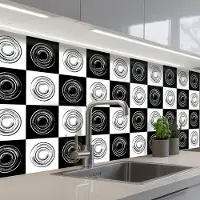 KitchenYeah Keuken achterwand 200x60 cm - Spatscherm zelfklevend Patronen - Schaakbord - Zwart Wit - Muurbeschermer - Spatwand fornuis