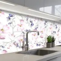 KitchenYeah Keuken achterwand 200x80 cm - Spatscherm zelfklevend Bloemen - Waterverf - Bohemian - Patroon - Muurbeschermer - Spatwand fornuis