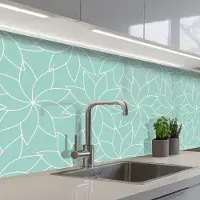 KitchenYeah Keuken achterwand 250x80 cm - Spatscherm zelfklevend Blauw - Mandala - Design - Muurbeschermer - Spatwand fornuis