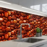 KitchenYeah Keuken achterwand 250x60 cm - Spatscherm zelfklevend Rode - Glans -Stenen - Muurbeschermer - Spatwand fornuis