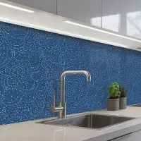 KitchenYeah Keuken achterwand 250x80 cm - Spatscherm zelfklevend Patroon - Blauw - Japan - Muurbeschermer - Spatwand fornuis