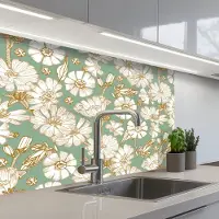 KitchenYeah Keuken achterwand 80x60 cm - Spatscherm zelfklevend Bloem - Art nouveau - Design - Muurbeschermer - Spatwand fornuis