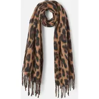Damart - Sjaal met franjes en dierenprint - Dames - Beige - Eén maat