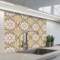 KitchenYeah Keuken achterwand 100x80 cm - Spatscherm zelfklevend Mandala - Bohemian - Bloemen - Patronen - Muurbeschermer - Spatwand fornuis