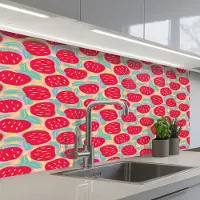 KitchenYeah Keuken achterwand 100x60 cm - Spatscherm zelfklevend Appels - Rood - Stippen - Muurbeschermer - Spatwand fornuis