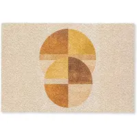 MuchoWow Deurmat 90x60 cm - Droogloopmat Cirkels - Geel - Minimalistisch - Mat voor binnen - Schoonloopmat - Deurmatten met print - Inloopmat