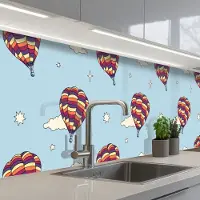 KitchenYeah Keuken achterwand 400x80 cm - Spatscherm zelfklevend Design - Vintage - Luchtballon - Muurbeschermer - Spatwand fornuis