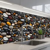 KitchenYeah Keuken achterwand 250x60 cm - Spatscherm zelfklevend Geel - Kiezels - Glad - Muurbeschermer - Spatwand fornuis