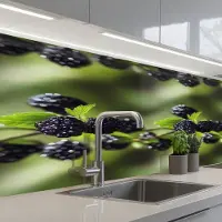 KitchenYeah Keuken achterwand 300x80 cm - Spatscherm zelfklevend Bramen - Bladeren - Tros - Muurbeschermer - Spatwand fornuis
