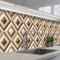 KitchenYeah Keuken achterwand 500x80 cm - Spatscherm zelfklevend Retro - Ster - Design - Muurbeschermer - Spatwand fornuis